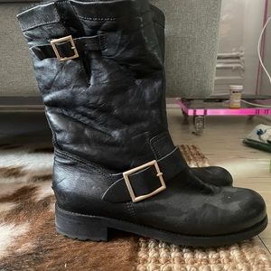 Unworn fur lined Jimmy Choo boots